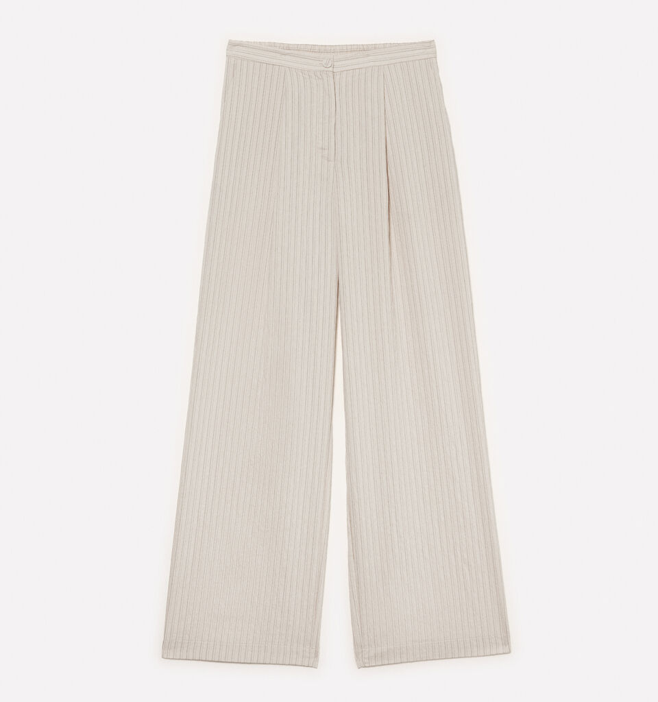 Calças branco nata riscadas - calças palazzo para mulher - Branco Nata | Sisley image number 5